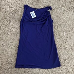 Elegant purple Sleeveless Top cowl neck